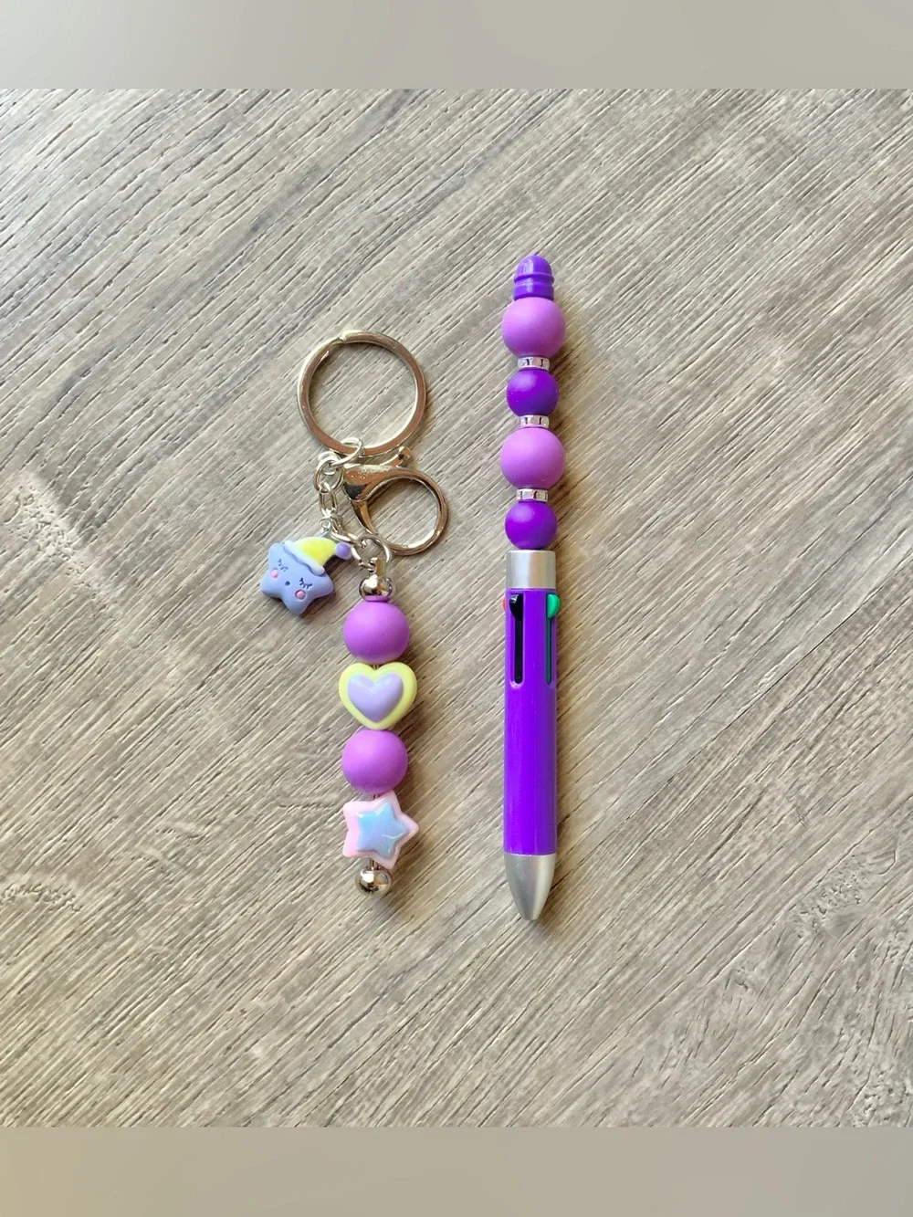 NEW📚 Hand Crafted Beaded Pen w/ Charm Keychain OS